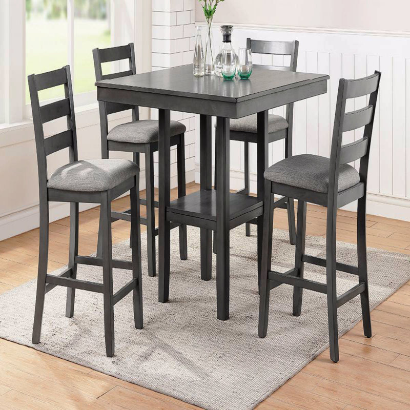 Ensemble 5 pièces de table de salle à manger carrée avec tablettes
