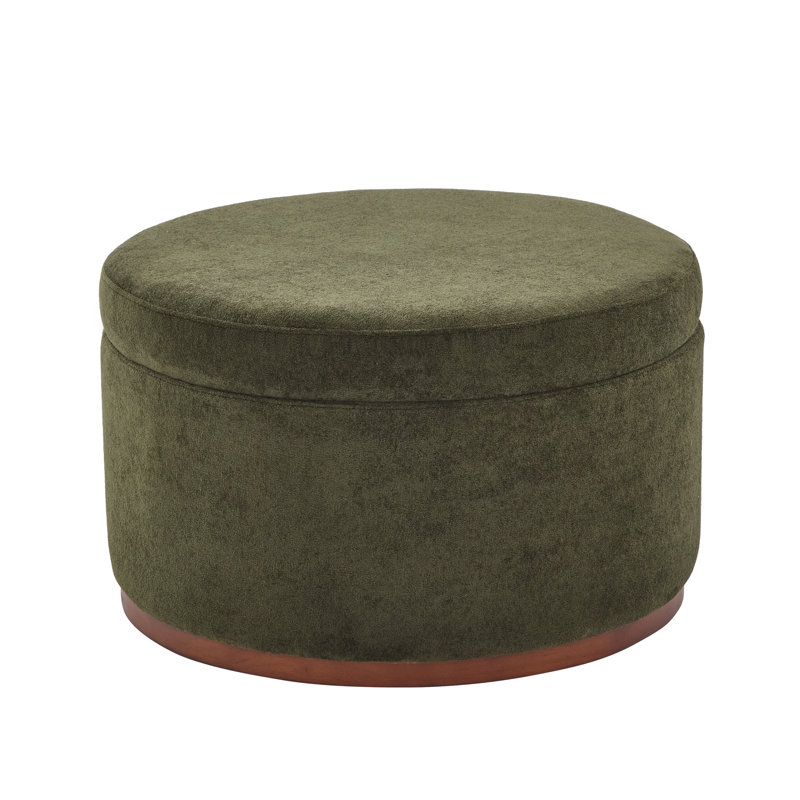 Modern Minimalist Upholstered Storage Ottoman With, Olive Green Velvet