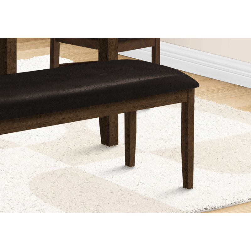 Banc 48 po rectangulaire avec base en bois massif - siège rembourré brun pour la cuisine et le couloir Home Spaces
