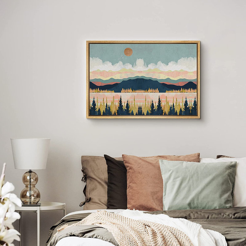 «Abstract Mountain Nature Scenery - Floater Frame», reproduction d'art sur toile, H 24 po x l 36 po, Encadré naturel