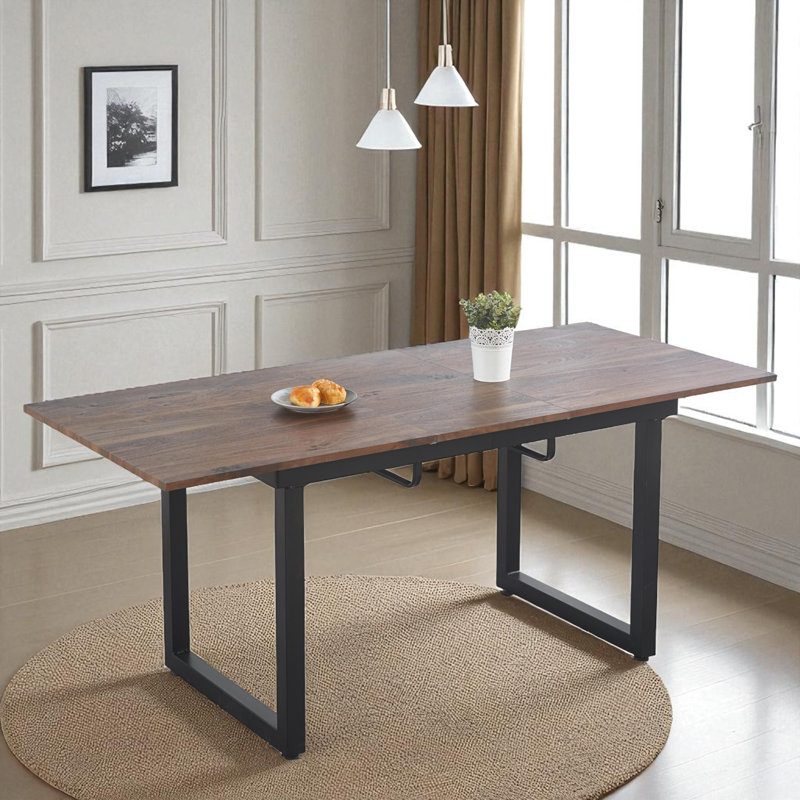 Extendable Dining Table, Black, Walnut, 29.13" H x 70.86" W x 31.49" D