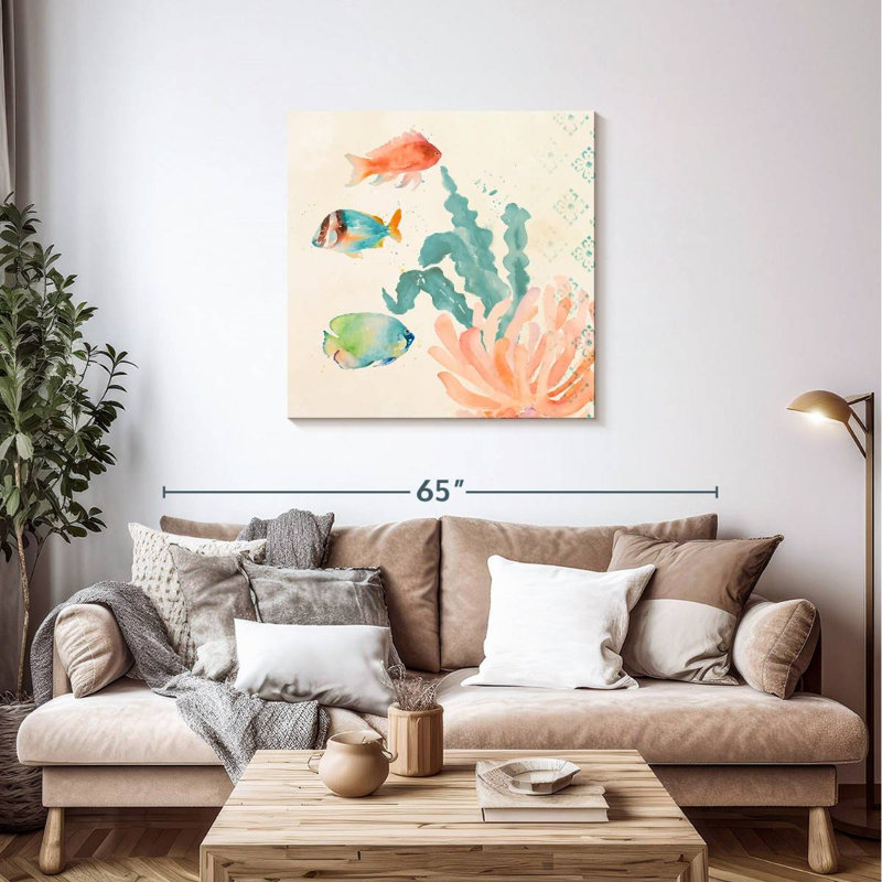 Bramley tropical sarcelle corail Medley I, H 36 po x l 36 po