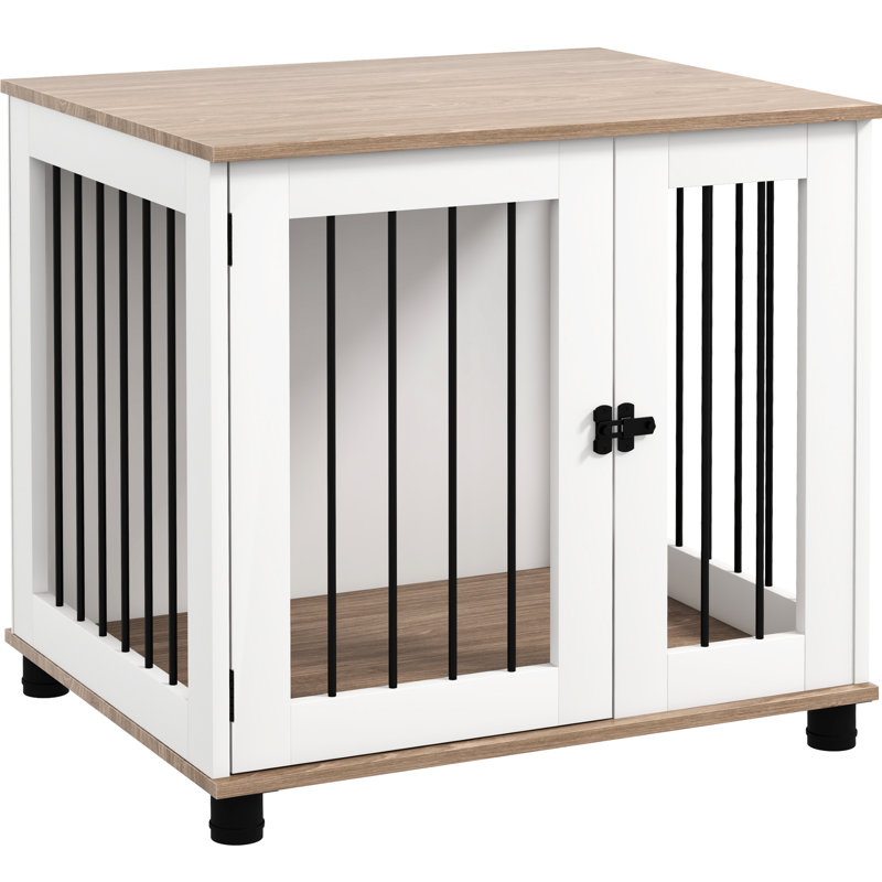 Cage pour chien comme table d'appoint, chenil d'intérieur noyer brun pour petits et moyens animaux de compagnie, porte verrouillable