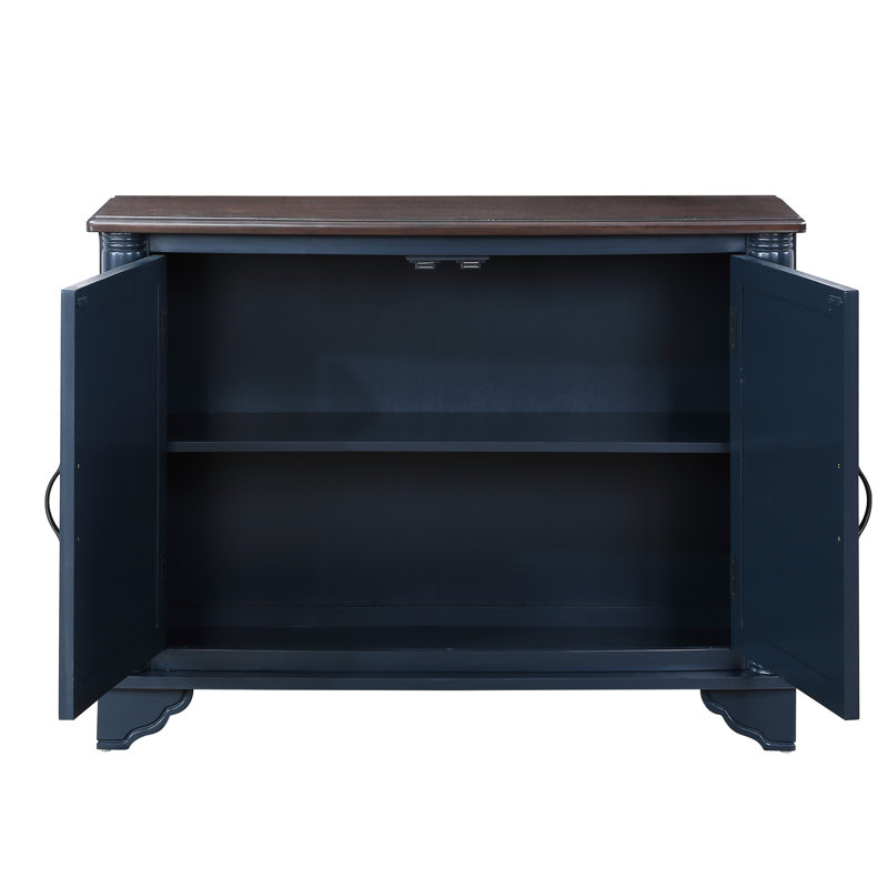 40" Console Table With Customizable Storage Component, Entryway Decor For Living Room. Navy Blue And Brown. Solid Wood Feet. Spacious Design Brown Storage, Room