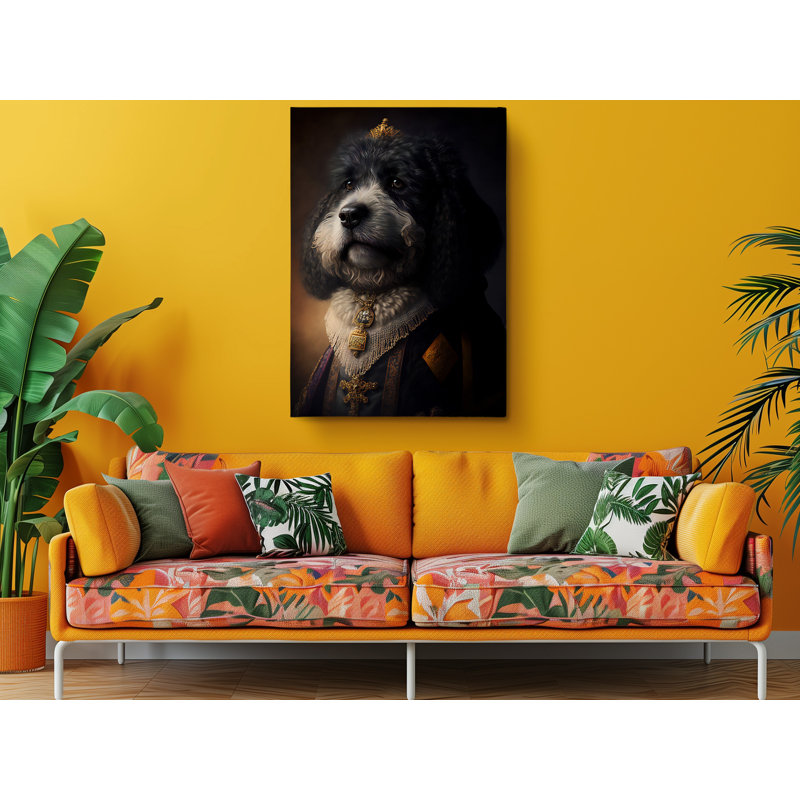 Chien impérial sur toile, H 24 po x l 16 po x P 1 po