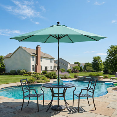 9 ft. Patio Umbrella with Auto-Tilt & Crank Lift – Double Vented Canopy, Wind-Resistant Ribs, UV/Water-Resistance
