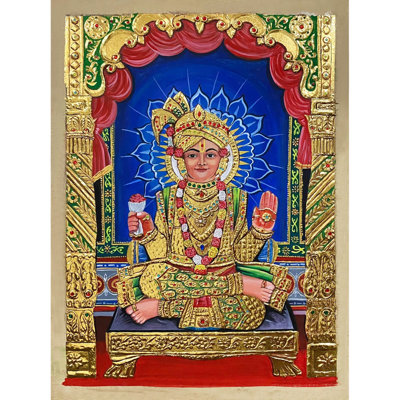 Shri Swaminarayan (Sahajanand Swami) | Tanjore Painting | Natural Color With Gold Work