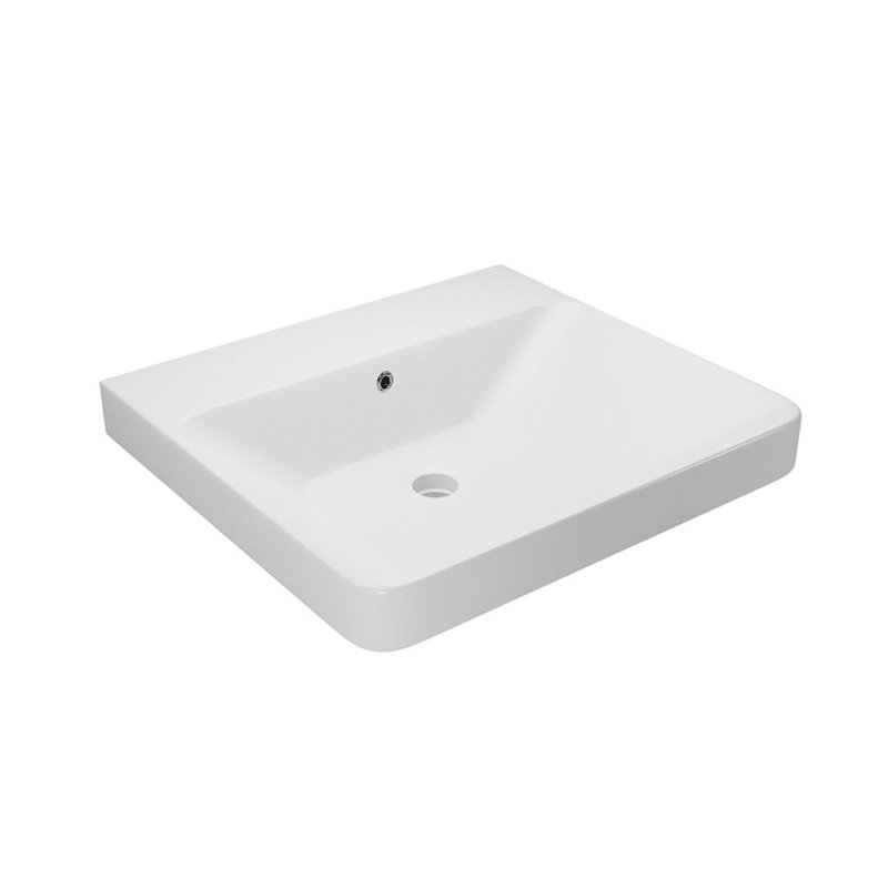 WS Bath Collections 18.1'' Ceramic Rectangular Drop-in Bathroom Sink with Overflow, No Hole, Matte White