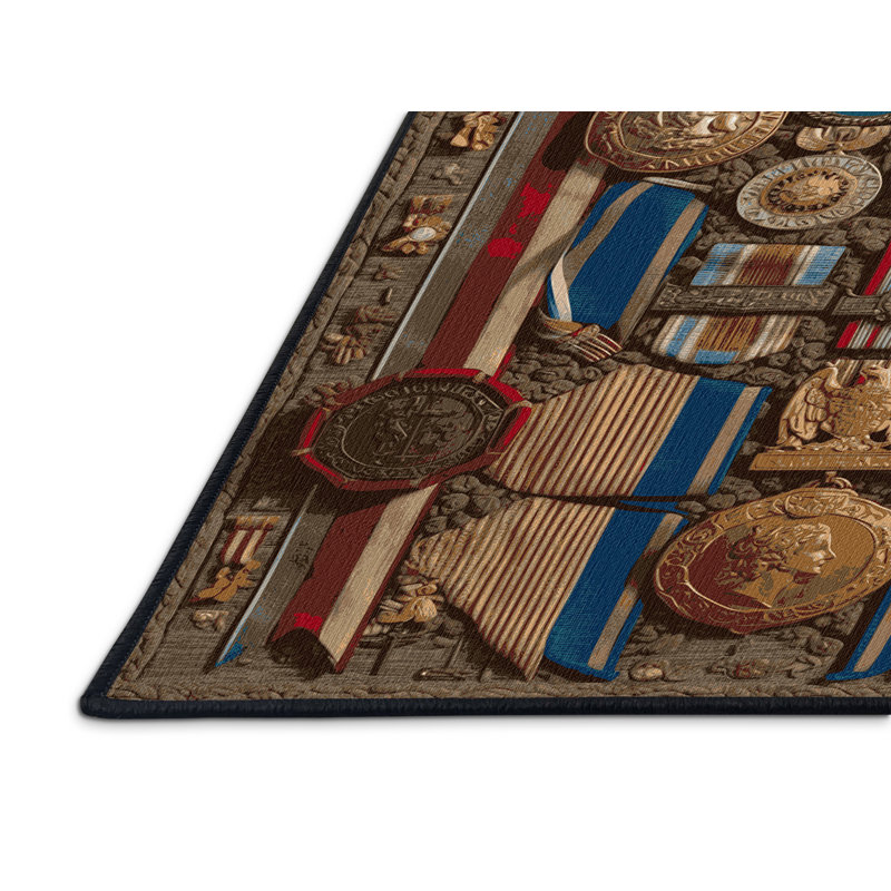 Tapis brun français lavable à la machine, Rectangle 7 pi x 9 pi