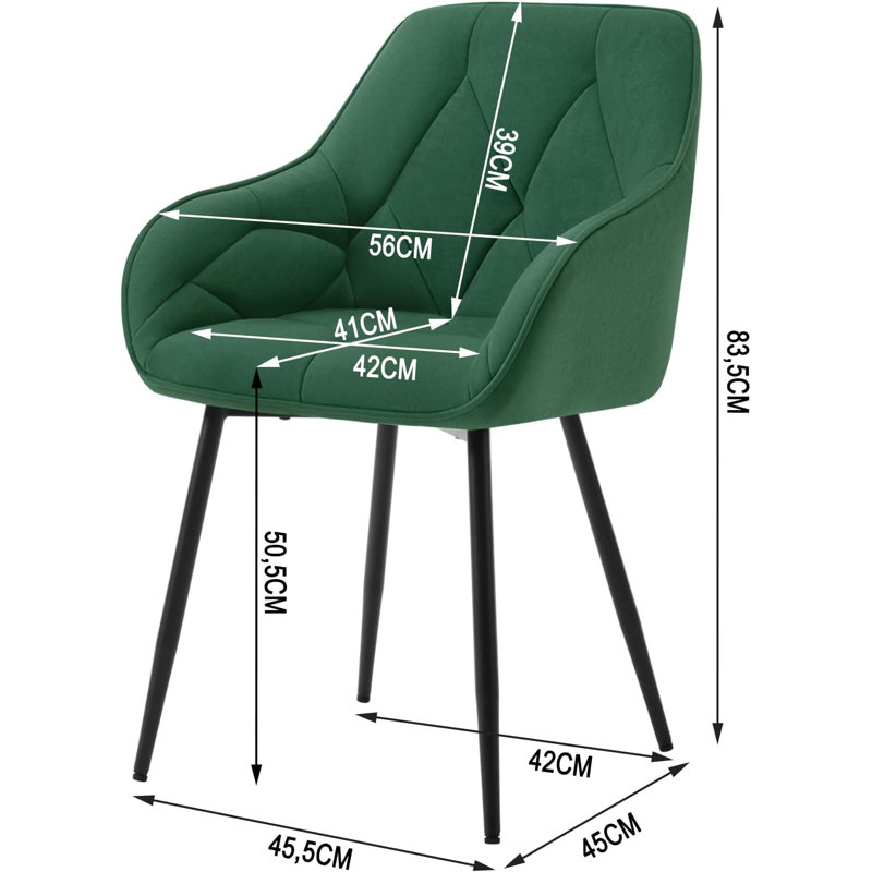 Bharmal 50.5cm H Velvet Upholstered Armchair, Dark Green, 2