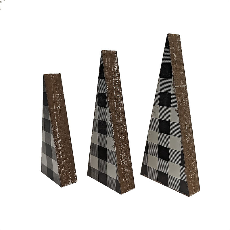 Mini ensemble de décorations de Noël à carreaux à carreaux Buffalo Plaid Holiday Home Decor