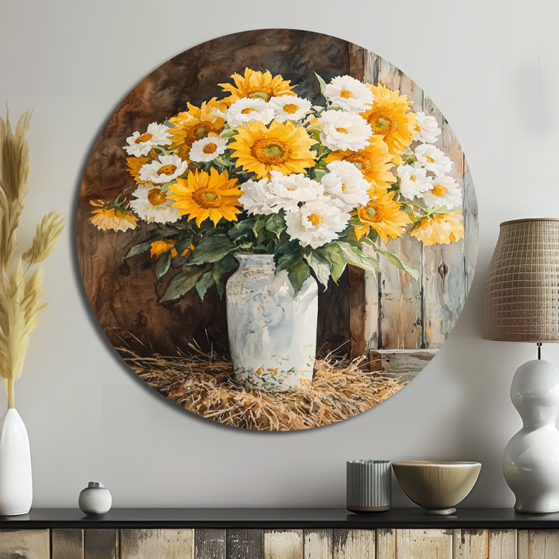 Nadeau - Décoration murale traditionnelle en métal jaune, H 36 po x l 36 po