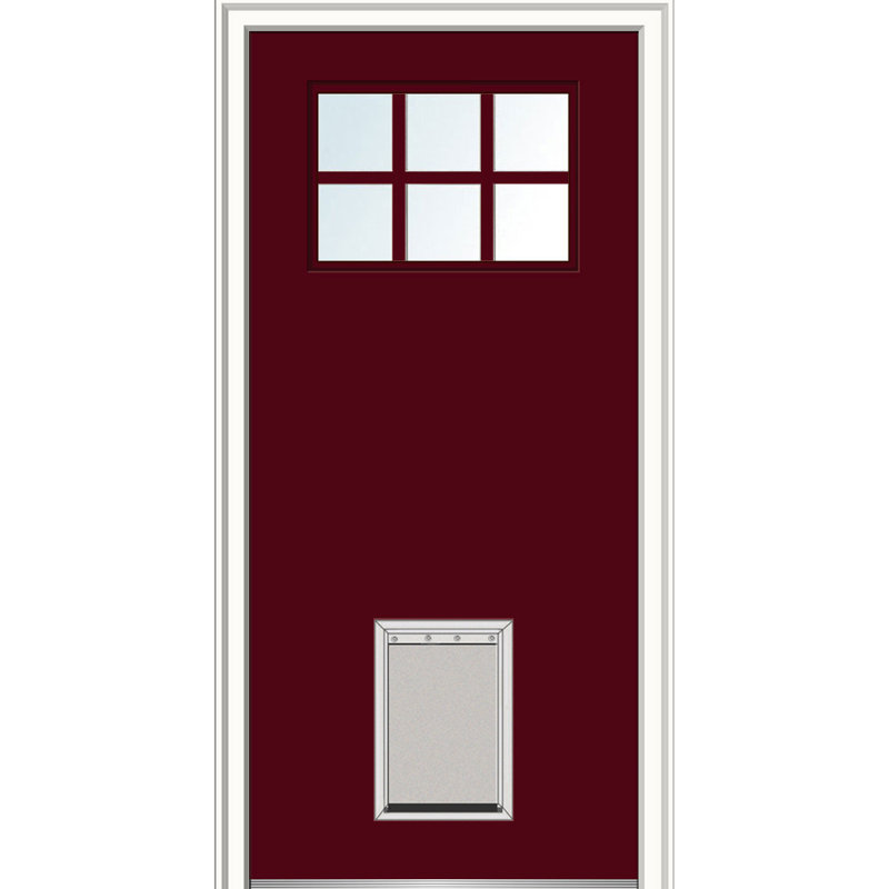 Porte d'entrée pré-montée en fibre de verre Craftsman, H 80 po x l 32 po x P 1,75 po, Blanc brillant, Ouverture à droite