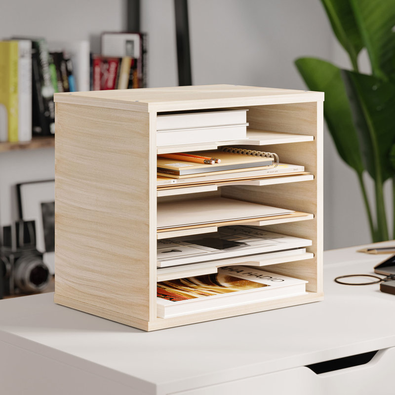Logan Stackable 5-Tier Paper, Mail and File Organizer, Natural