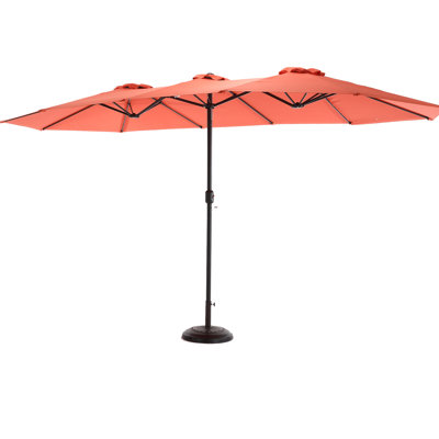 Orange 14.8 Ft Double Sided Outdoor Umbrella. 100% Fabric, Superior Sunshade Quality. Ideal For Backyard, Poolside, Garden And Lawn Umbrella  orange . Canopy, .