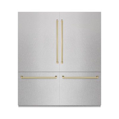 ZLINE Autograph Edition 72 in. 39.6 cu. ft. French Door Built-In Bottom Freezer Refrigerator with Water Dispensers and Ice Makers in Black Stainless Steel with Graphite Gray Interior and Accents