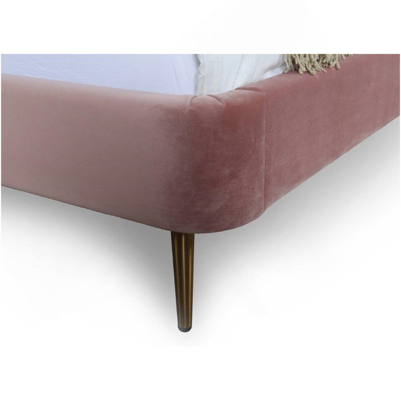 Lit double tapissier Heather, Rosé / doré, Lit double