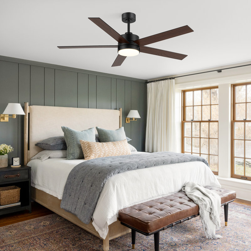 Ventilateur de plafond de 142 cm (56 po) avec lumière et télécommande, réversible et silencieux, idéal pour une chambre, une maison de campagne ou un salon. Usage intérieur.