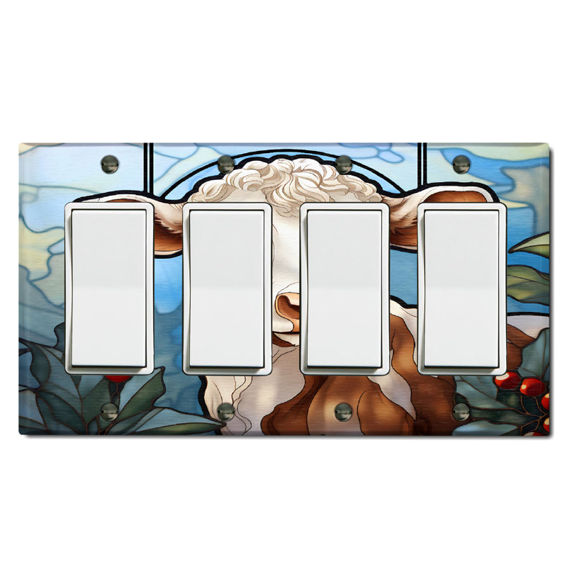 Nature Themed 4 - Gang Decorator/Rocker Standard Wall Plate