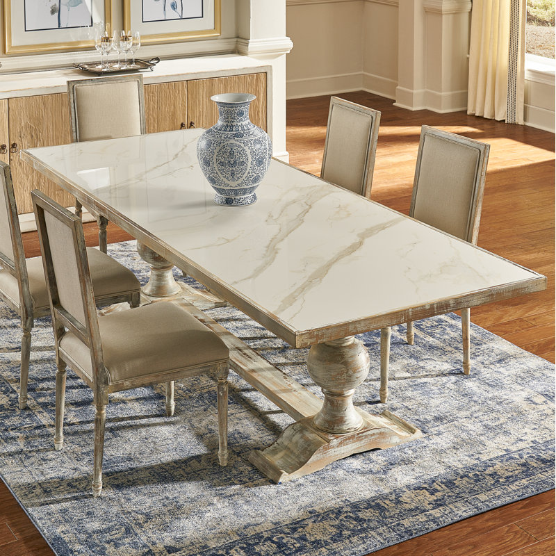 Dining Table, Gray Oak, Calacatta