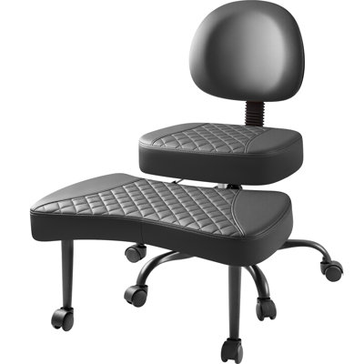 Ergonomic Cross Legged Meditation Chair, 360° Swivel Office Chair With Wheels, ADHD Chair With Footrest, Lumbar Support, Wider Height Adjustable Backr by Furmax