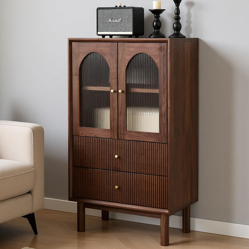 Commode de rangement rétro en noyer noir, 43.31 cm H x 23.62 cm W x 15.74 cm D