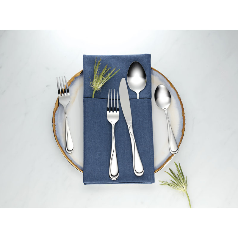 Swirl Mirror Finish 58-Piece Stainless Steel Flatware Set