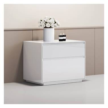 Kepner 2 Drawer Nightstand Color White High Gloss