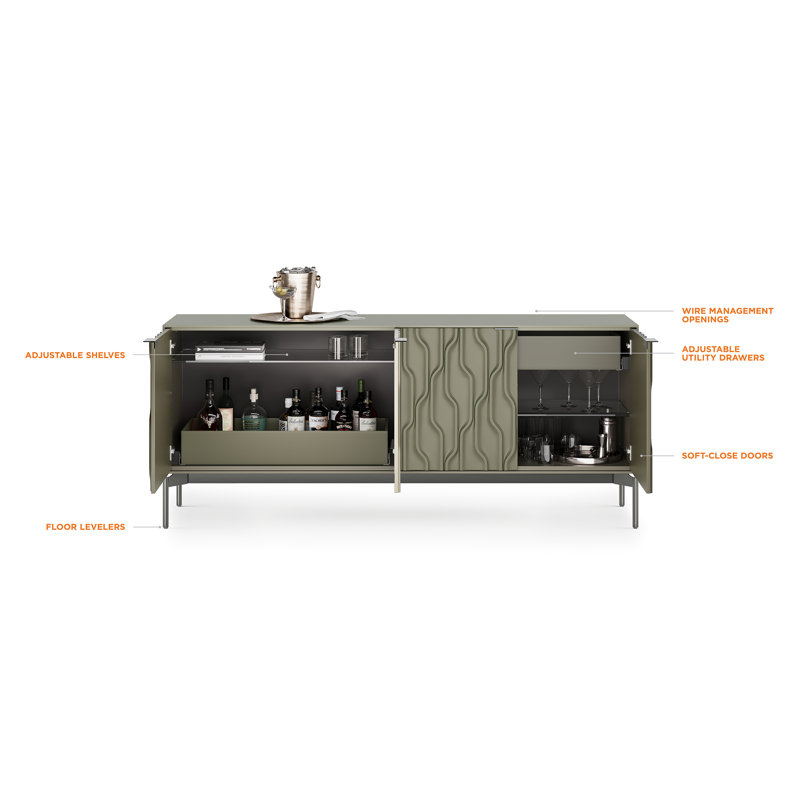 Mesa 79.5'' W Sideboard, Moss/Brushed Carbon