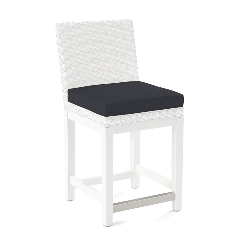 Upholstered Stool, Eggshell Crypton Performance; 0884-93, Frost White Finish
