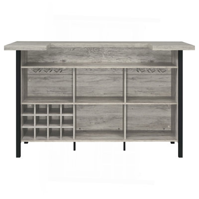Menimen Grey Driftwood Freestanding Bar Unit