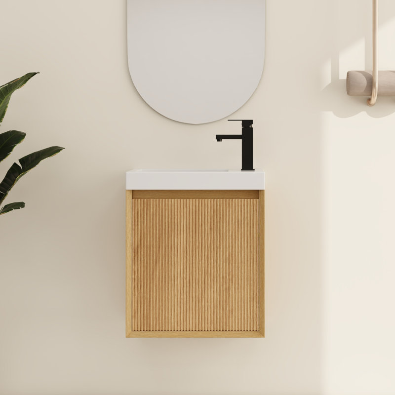18" Wall-Mounted Single Bathroom Vanity With Resin Sink,18" Single Bathroom Vanity Set With Resin Top