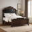 Geovany King Size Bed, Tufted Faux Leather Upholstery, Brown Baroque Style-29210309-29210308