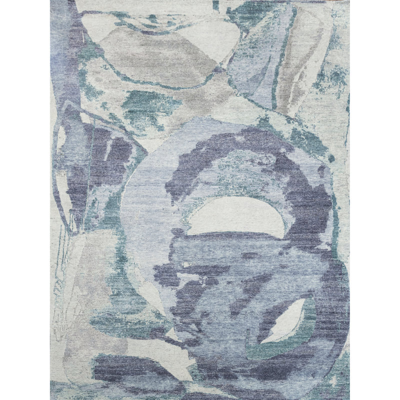 AURAG1013GYBL Wool Abstract Area Rug, Rectangle 8' x 10'