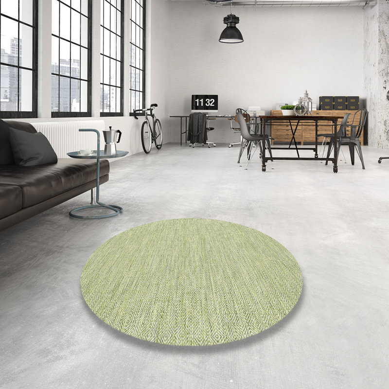 Tapis zone verte claire contemporaine, Rond 6 pi