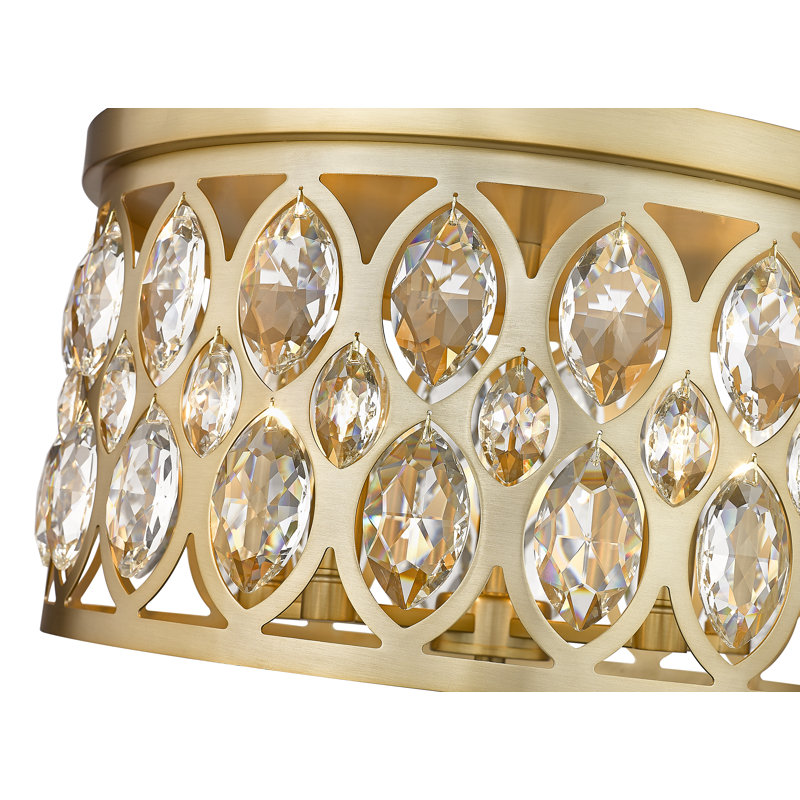 Plafonnier encastré en cristal Fredric, Laiton antique