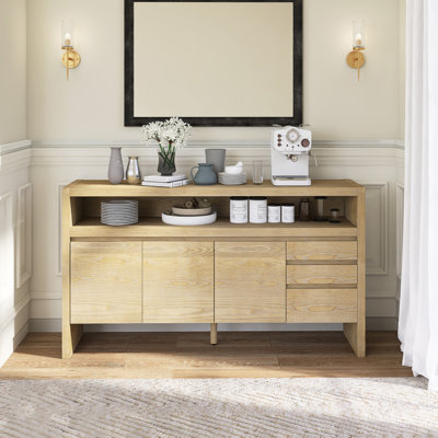Buffet moderne 60 "à 3 portes en bois massif 60"