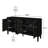 60" Premium Rustic American Farmhouse Credenza In Elegant Black - Symmetrical Sunburst Door Design-407920937