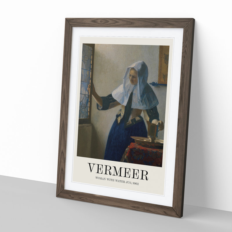 FRM-B-1268X Young Woman with a Water Pitcher by Johannes Vermeer - Picture Frame Painting, Walnut Framed