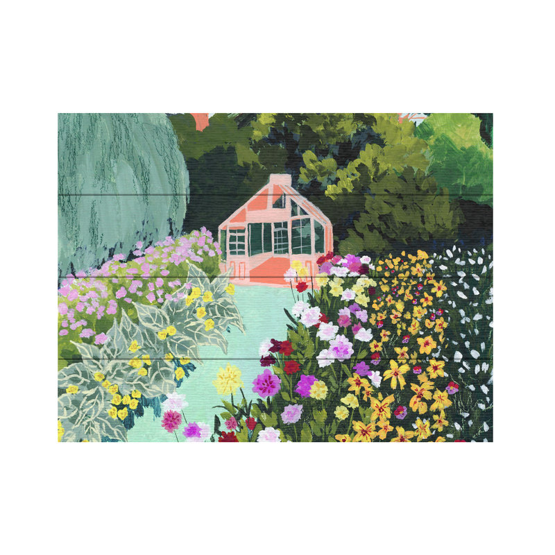 Sarah Gesek, art en lattes de bois en fleurs, H 12 po x l 16 po