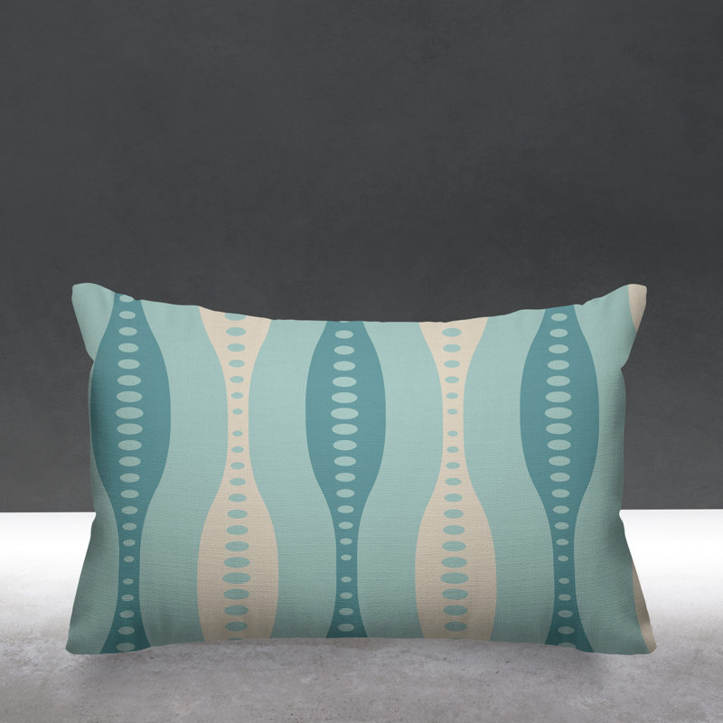 Jafa Abstract Outdoor Reversible Throw Pillow, Turquoise