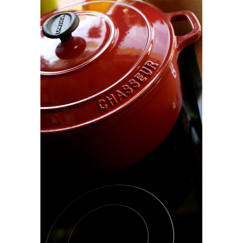 Symple Stuff Cast Iron Round Dutch Oven, Chilli Red, 1.8L