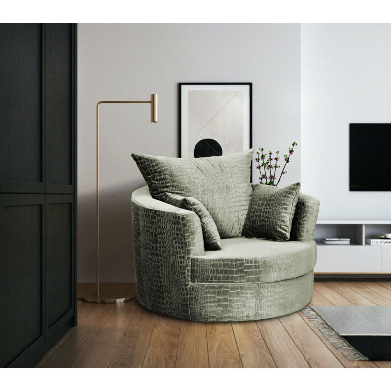 Upholstered Swivel Armchair, Mint Green