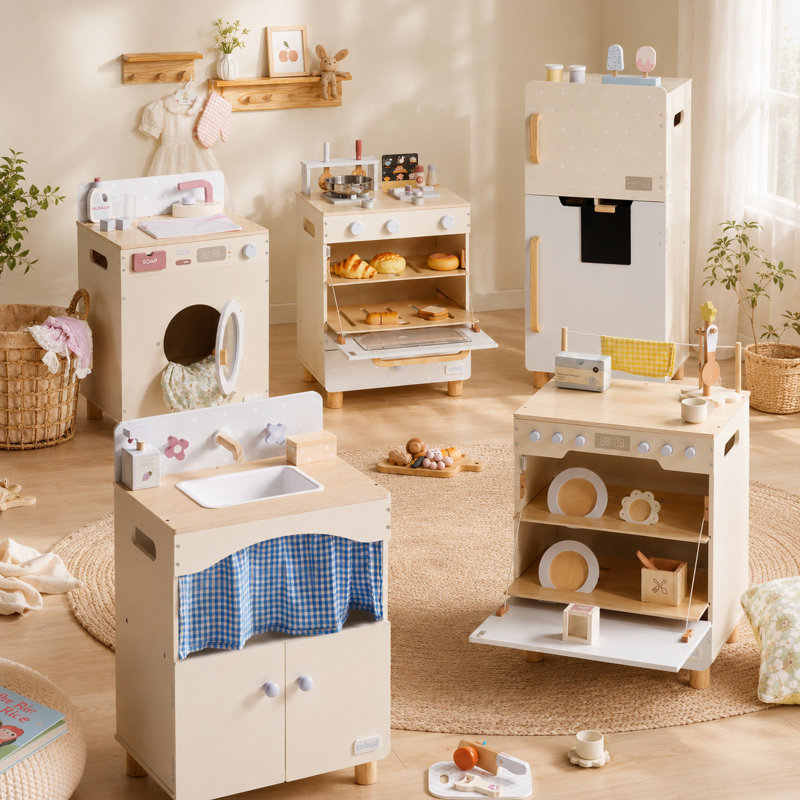 Ensemble de cuisine avec réfrigérateur, four, machine à laver, lave-vaisselle, ensemble de cuisine en bois et accessoires