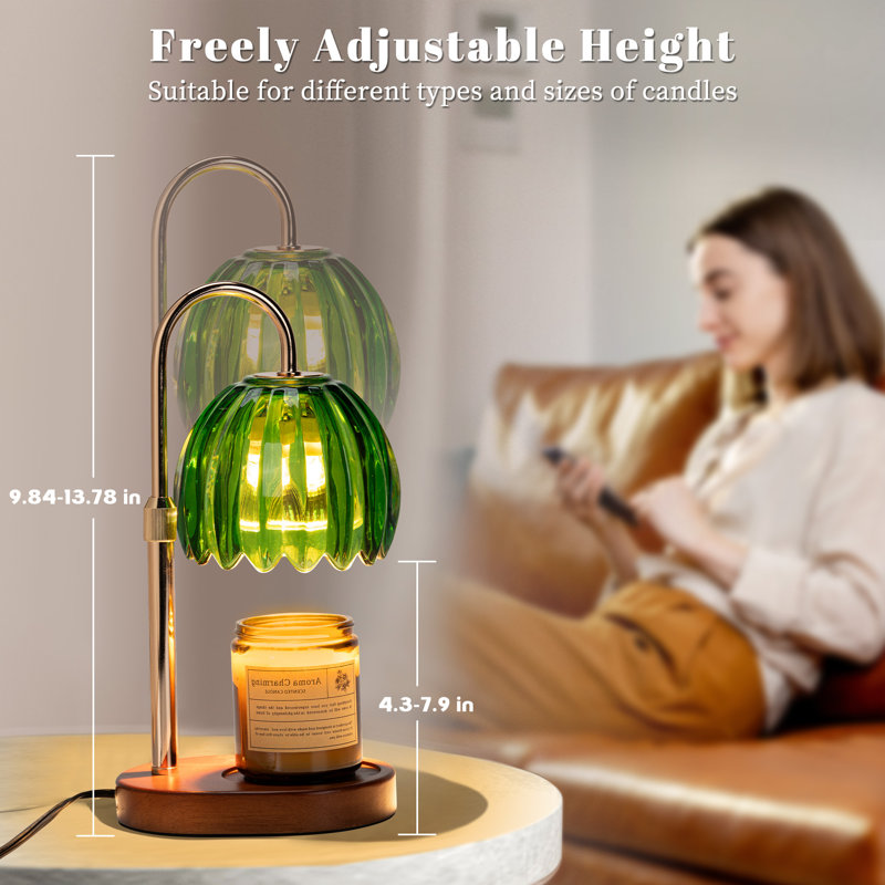 Candle Warmer Lamp with Timer Dimmer Adjustable Height for Home, Green