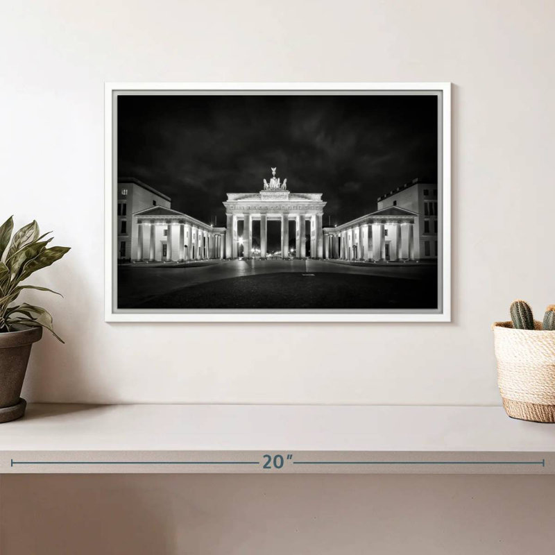 Porte de Brandebourg à Berlin, Cadre flottant blanc, 13 po x 9 po