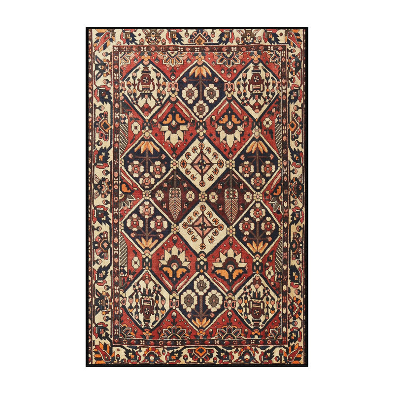 Tapis géométrique rouge / beige / brun, Rectangle 5 pi x 7 pi