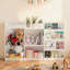 Bibliothèque à 3 niveaux pour enfants et rangement pour jouets, design Montessori pour un accès et une organisation faciles, blanc
