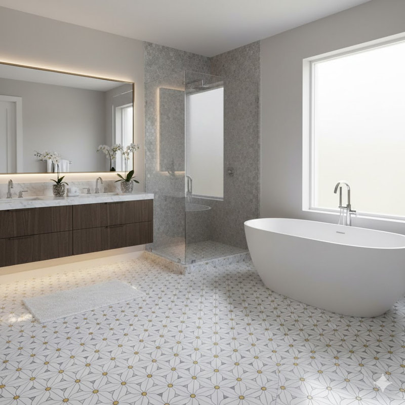 12" x 14" Natural Stone/Metal Novelty Mosaic Wall & Floor Tile