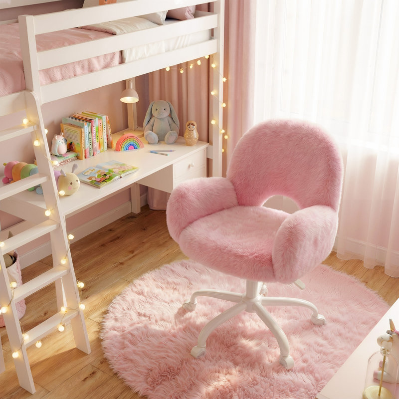 Mignon fauteuil de coiffeuse à dossier rond creux - Fauteuil de maquillage pivotant et réglable pour chambre à coucher, bureau de coiffeuse et bureau à domicile